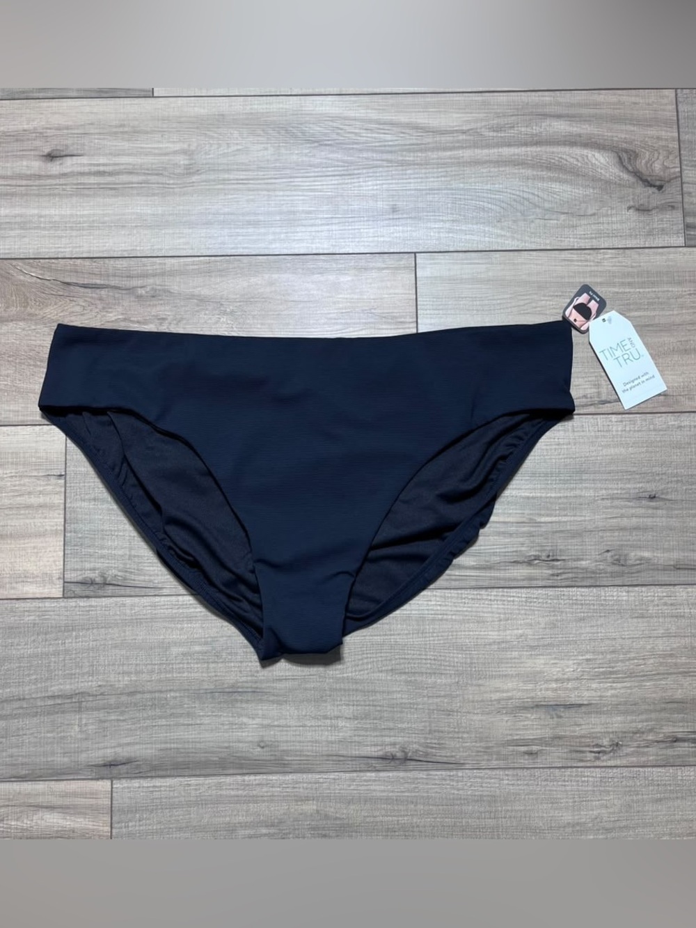 Time and Tru Womens Bikini Fit Ribbed Swim Bottom Size 3X (24W-26W) Black